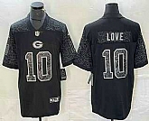 Men's Green Bay Packers #10 Jordan Love Black Reflective Limited Stitched Jersey,baseball caps,new era cap wholesale,wholesale hats